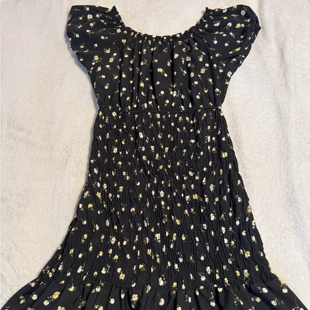 Floral Black Mini Dress